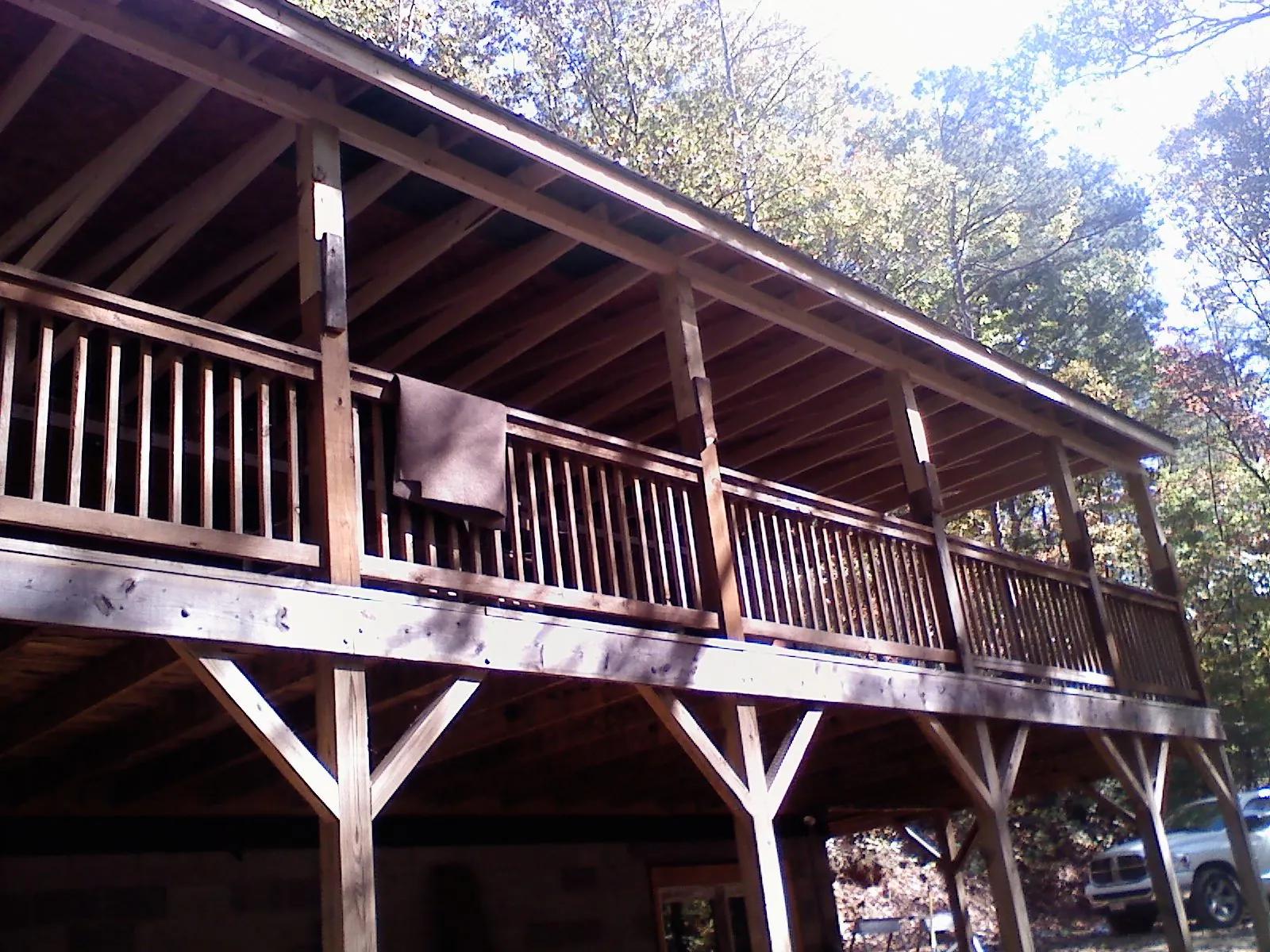 Timber framing under a new elevated porch and deck — Roof Leak Repair in Harrodsburg by Roofing Brothers